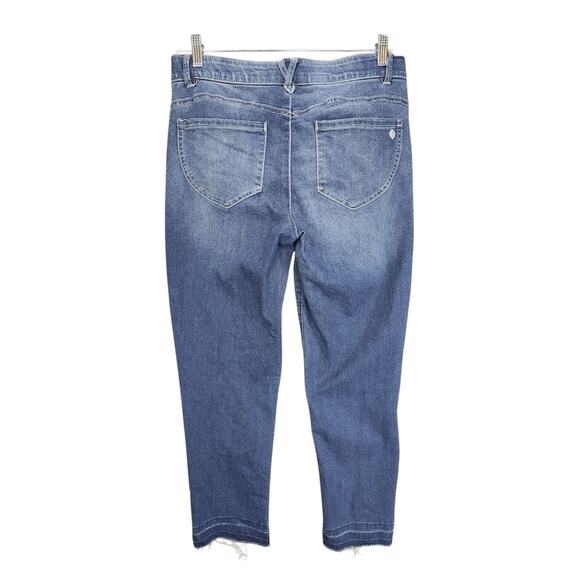 Democracy Ab Technology Skinny Jeans 10 Womens Med Blue Faded Distressed Raw Hem - Picture 2 of 12